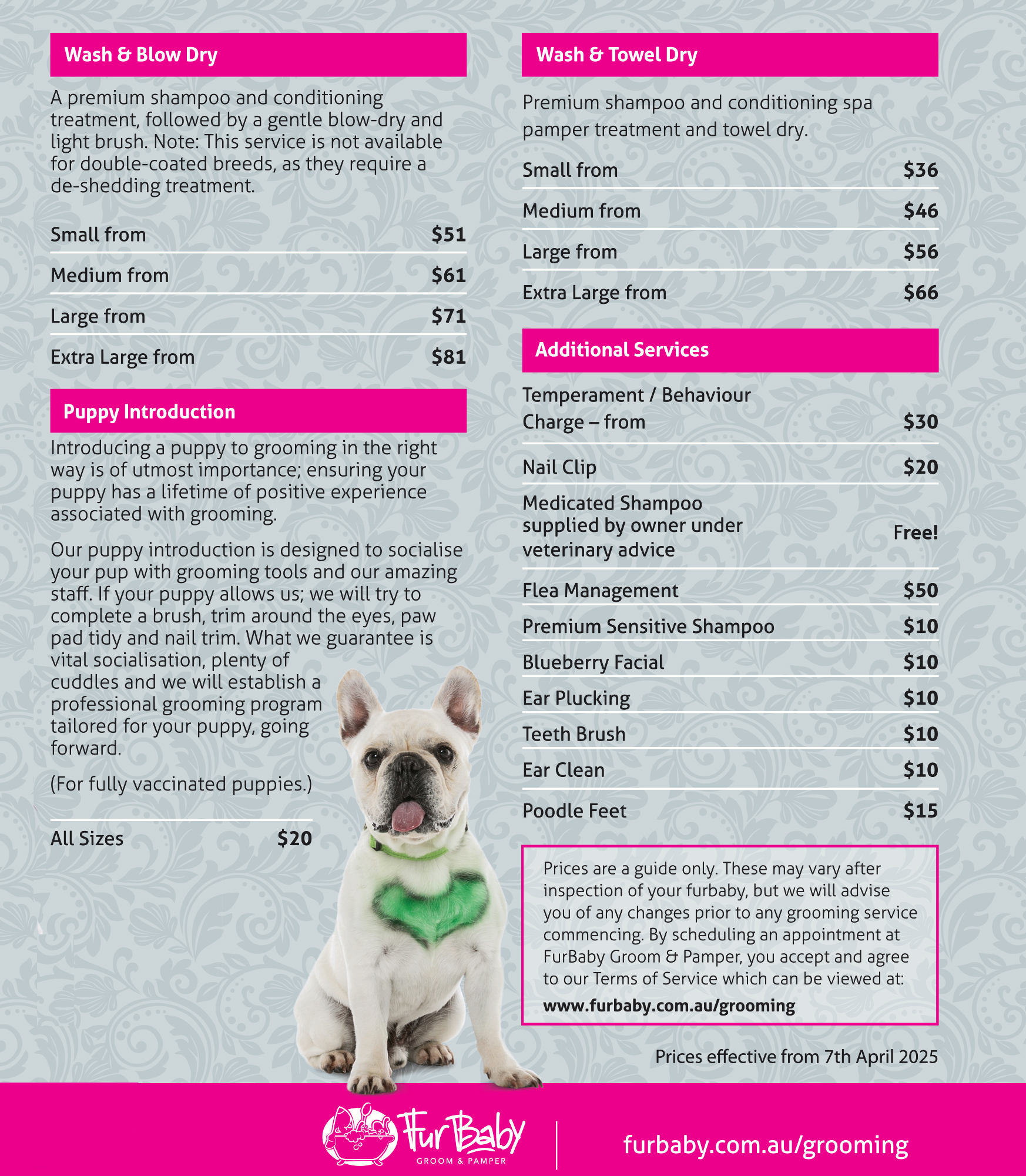 FurBaby Groom & Pamper Dog Grooming Price List FurBaby Grooming Price List April 2025 2